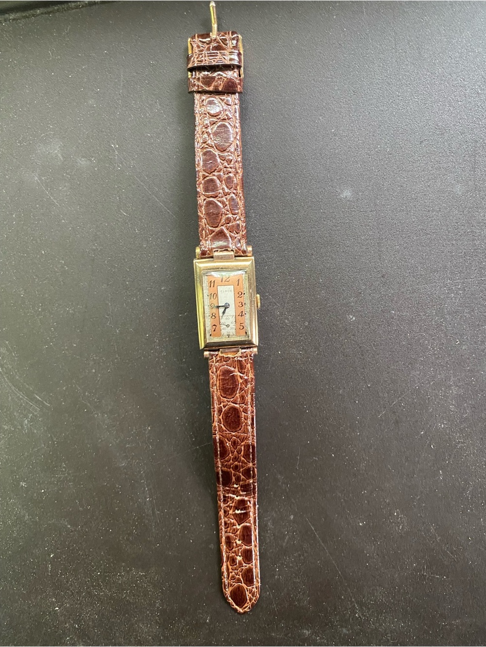 Vintage ELBON wristwatch. Genuine leather.